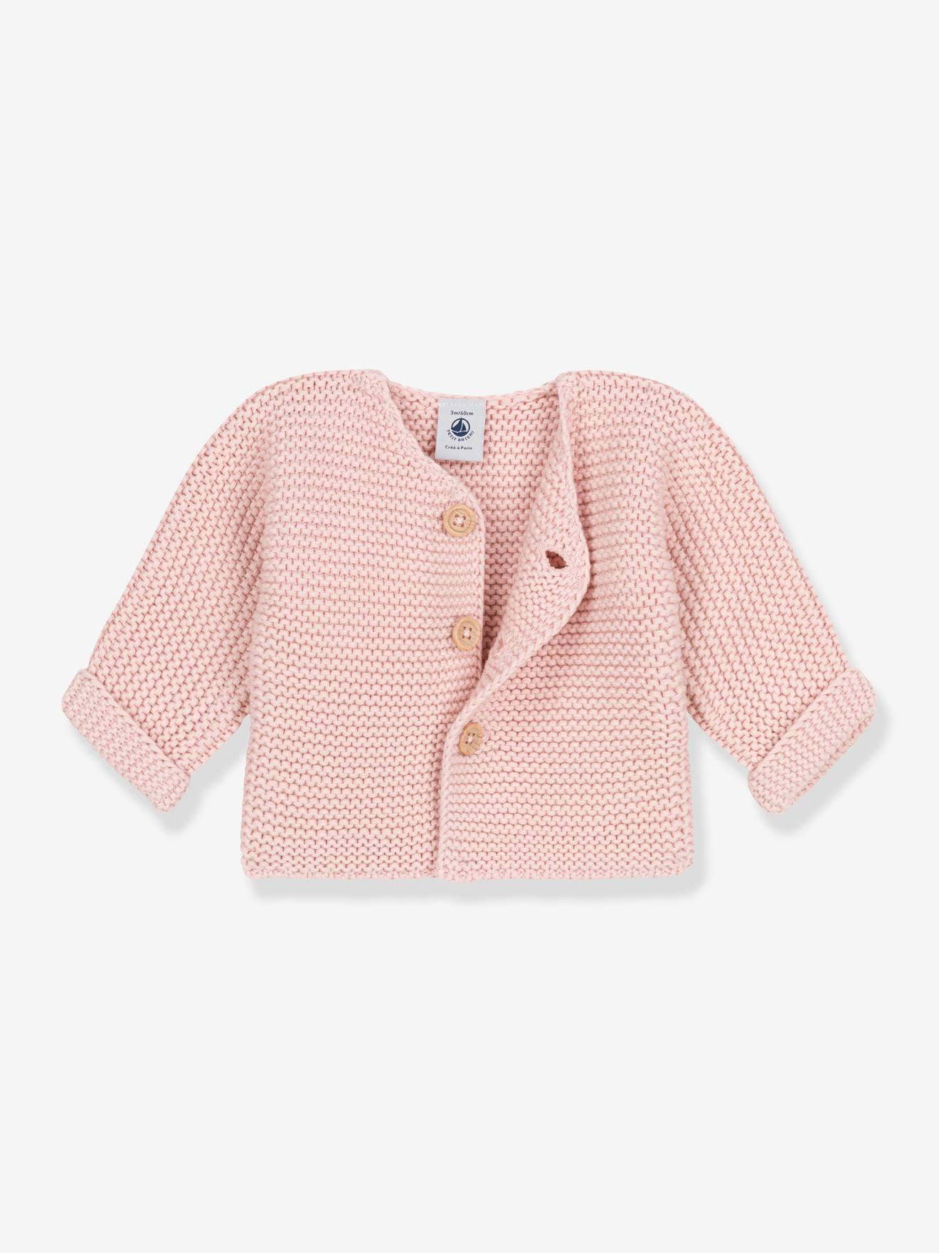 Cardigan bébé tricot point mousse en coton bio PETIT BATEAU blanc