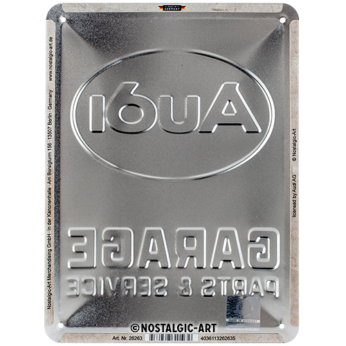 Nostalgic Art Retro Blechschild 15x20cm, Motiv "Audi - Garage", 1 Stück - ATU
