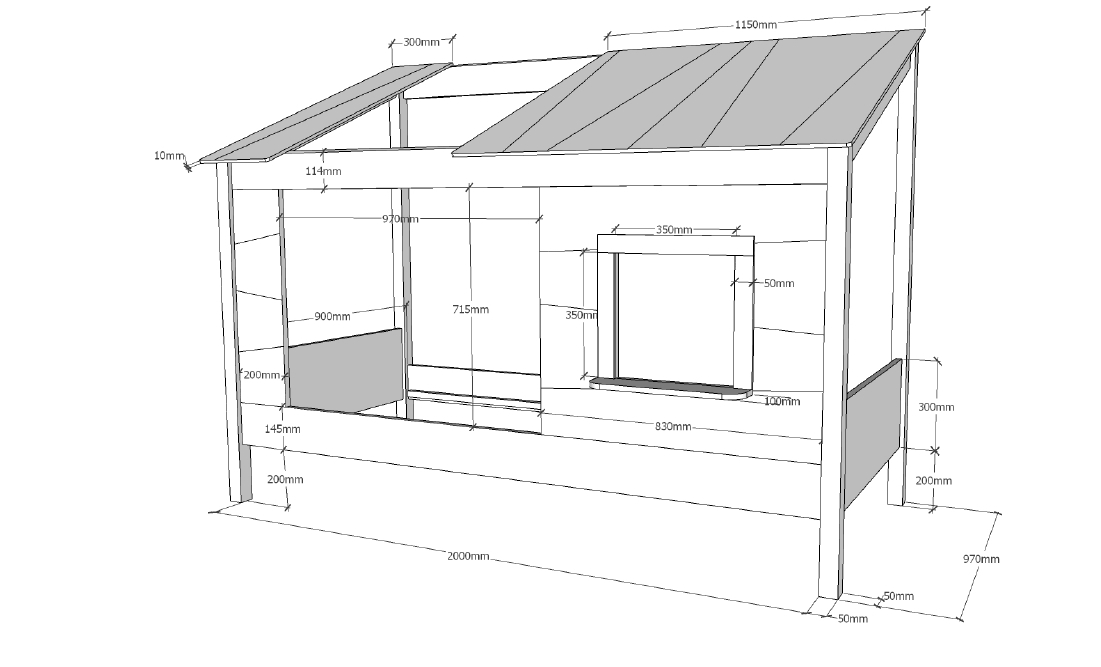 VIPACK Baumhaus Bett 90 x 200 cm Liegefläche