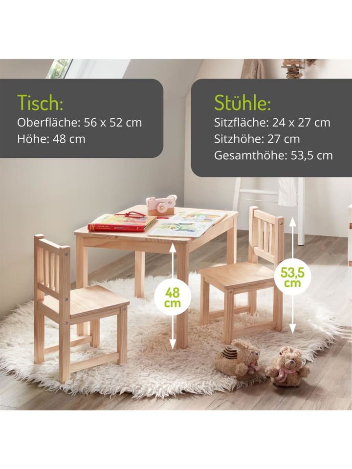 BOMI 3-tlg. Kindersitzgruppe Amy in Naturbelassen günstig kaufen onesize