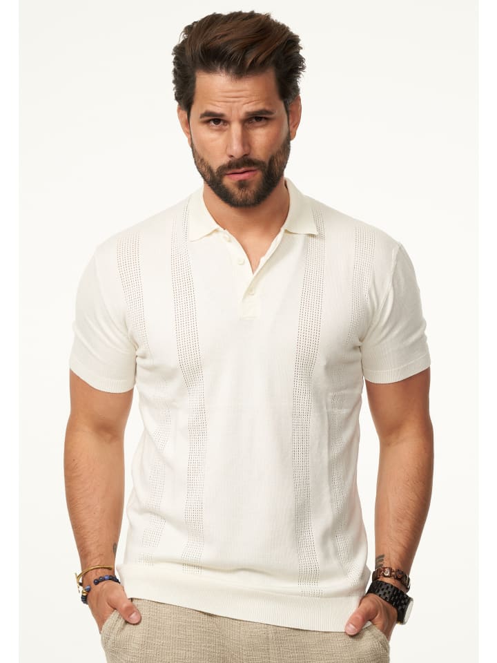 SOULSTAR Poloshirt - mit Knopfleiste Kurzarm Strick Polo-Hemd T-Shirt in Ecru günstig kaufen