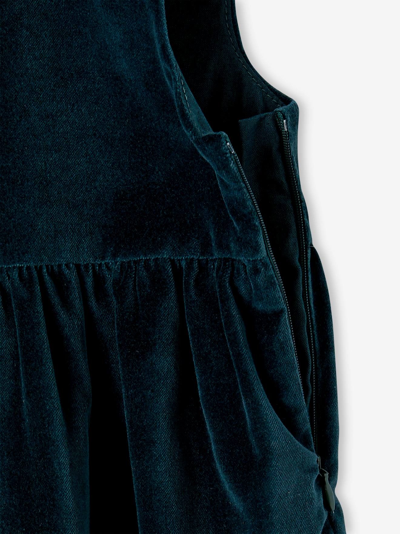 Vertbaudet Festliches Mädchen Samtkleid mit Schleife hinten - rot