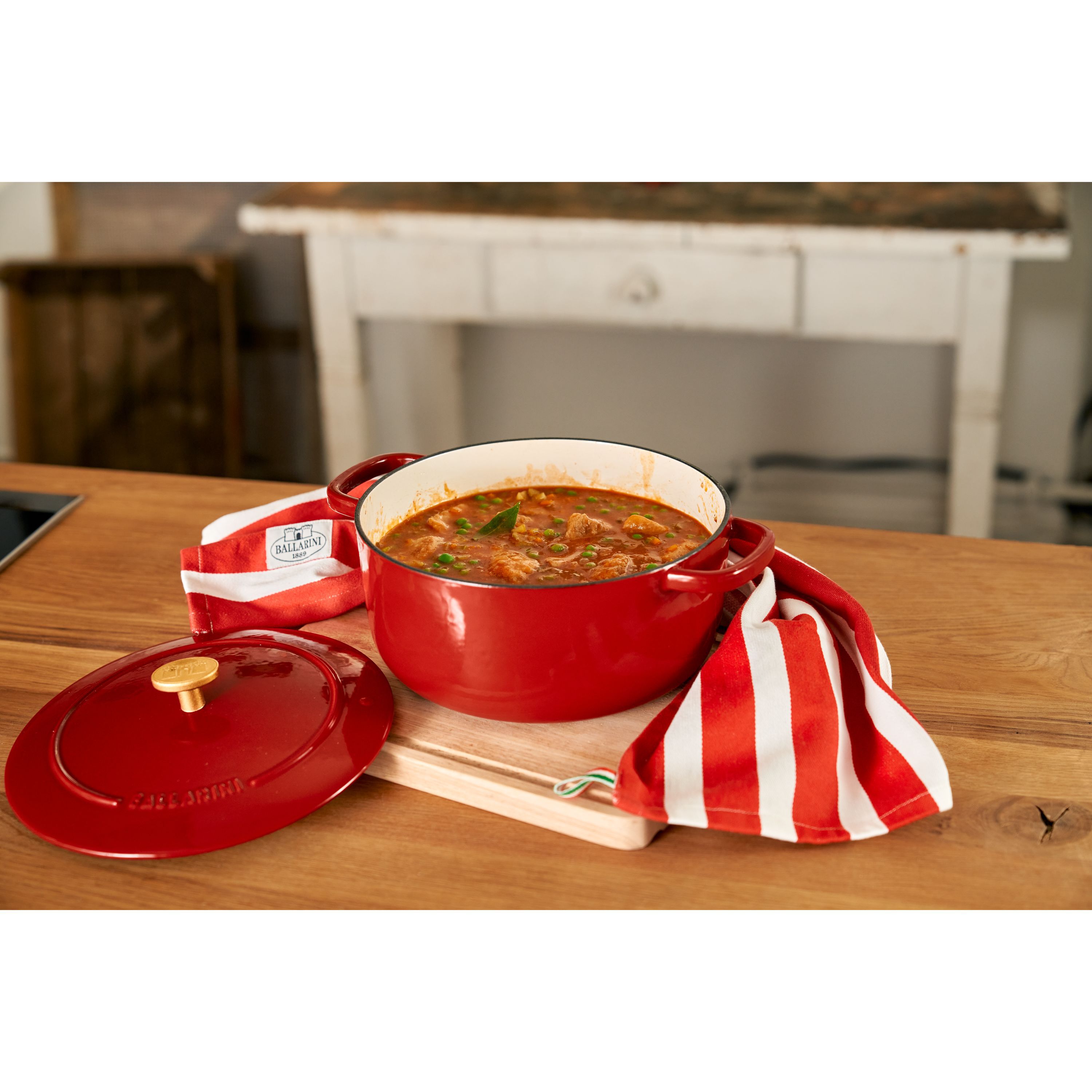 Cocotte 24 cm, rund, Rot, Gusseisen