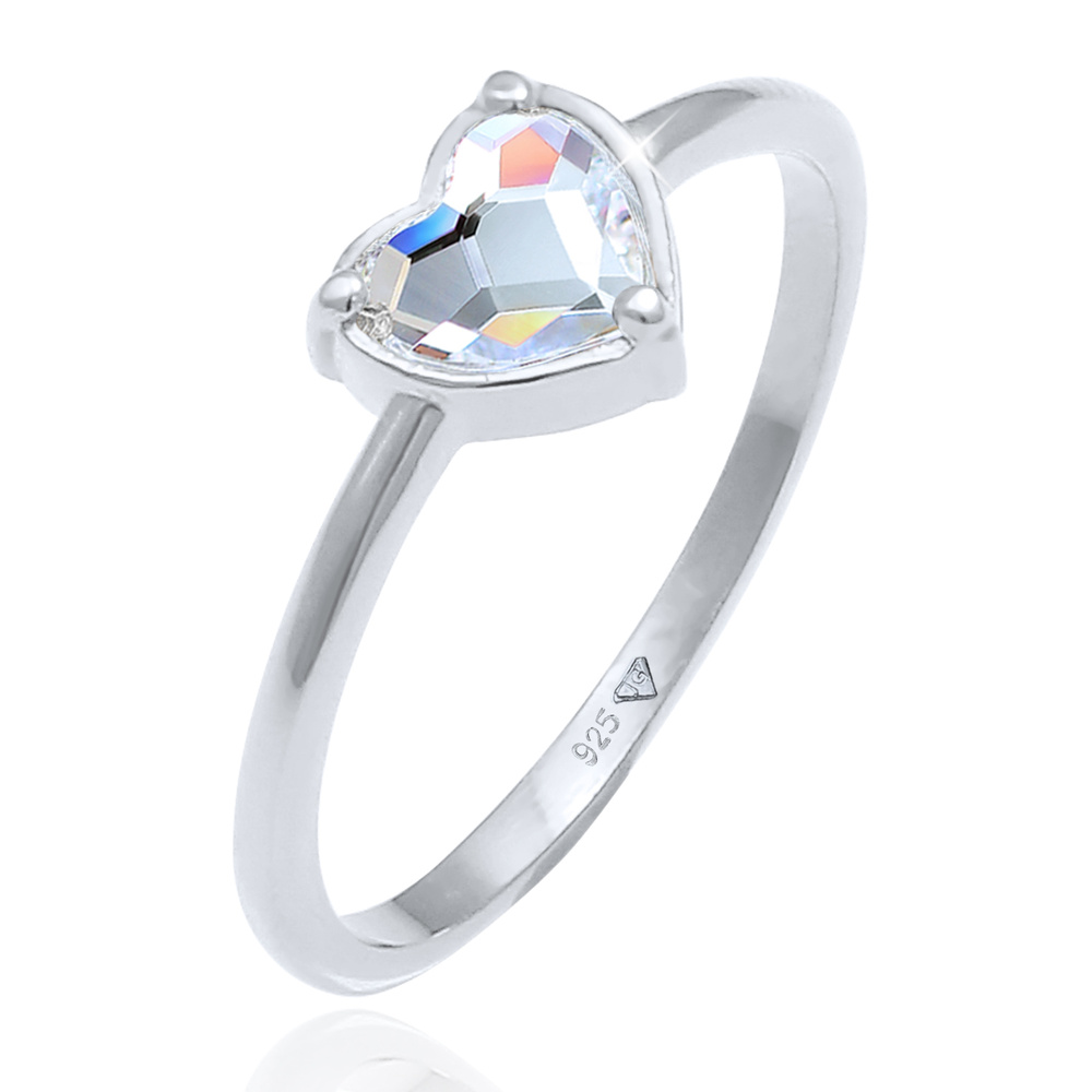 Elli Elli Bague Coeur de dame avec cristal en 925/1000 argent massif Bague