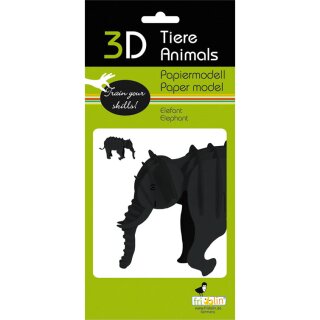 3D-Modell, Elefant, Spezialkarton, gelasert