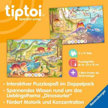 Kinderpuzzle ab 3 Jahren - tiptoi® Puzzle für kleine Entdecker: Dinosaurier - 12 Teile