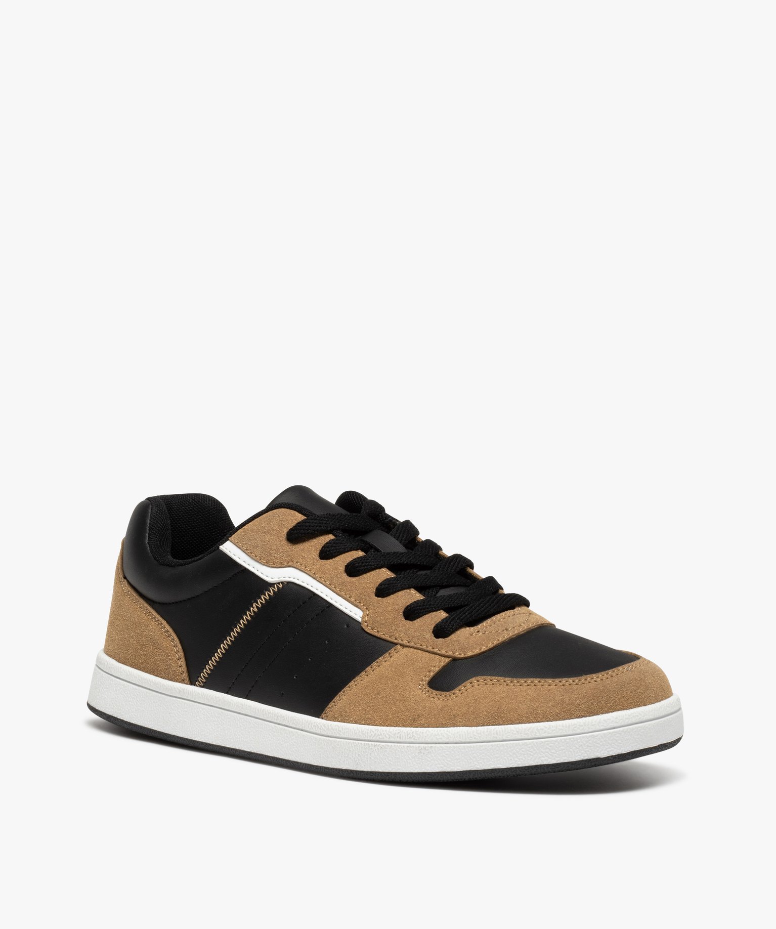 Baskets homme skateshoes bicolores à lacets camel | GEMO