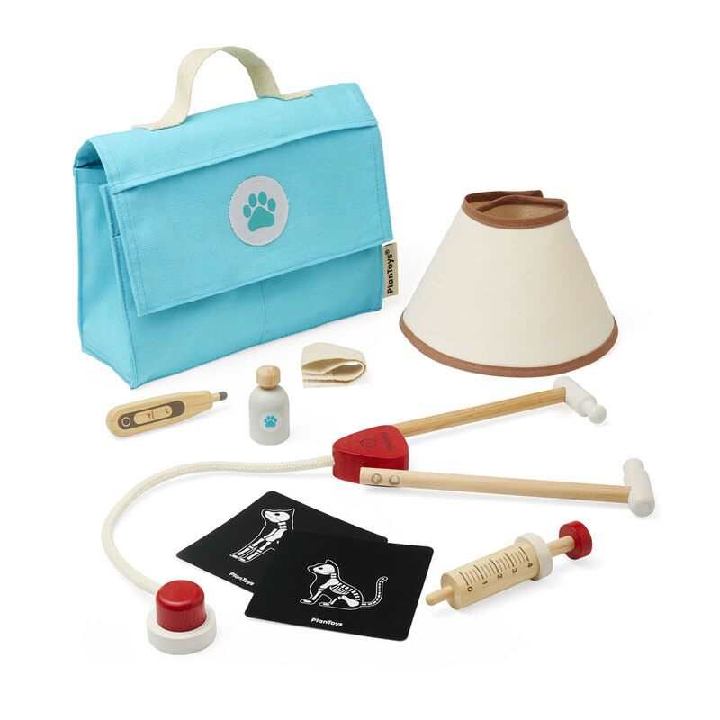 Mallette de vétérinaire et 8 accessoires en bois Oxybul