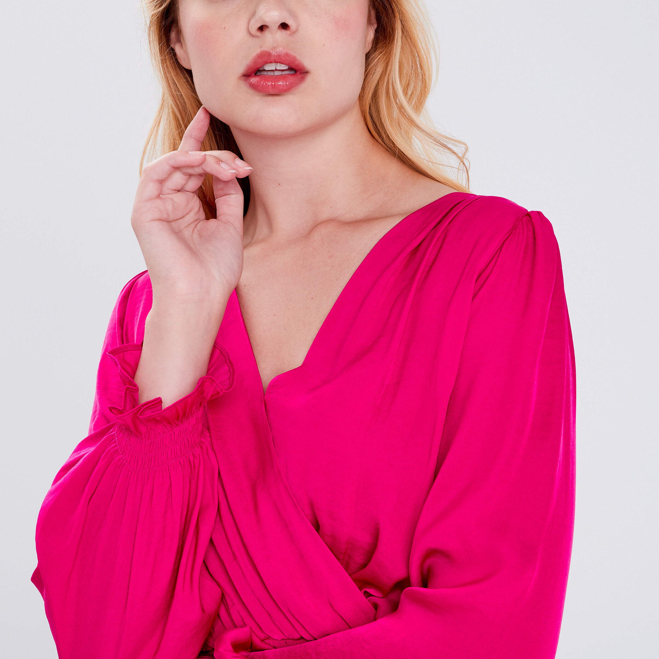 Blouse manches longues rose fushia femme | Cache Cache