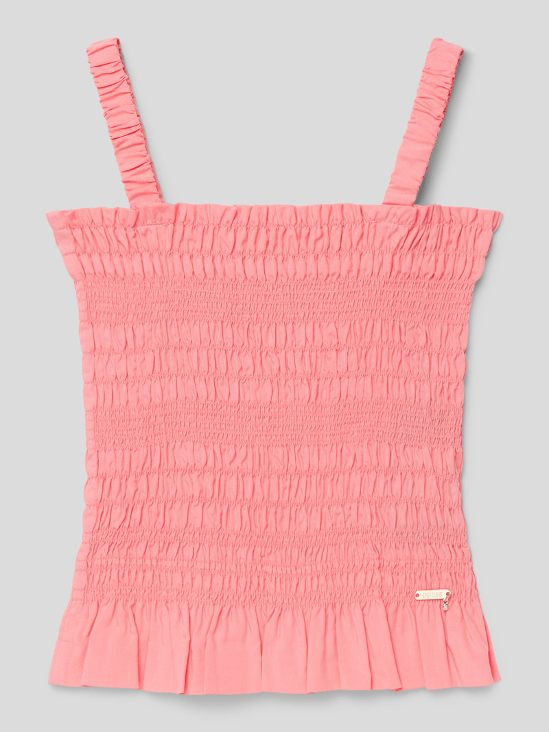Blusentop mit Smok-Details in pink