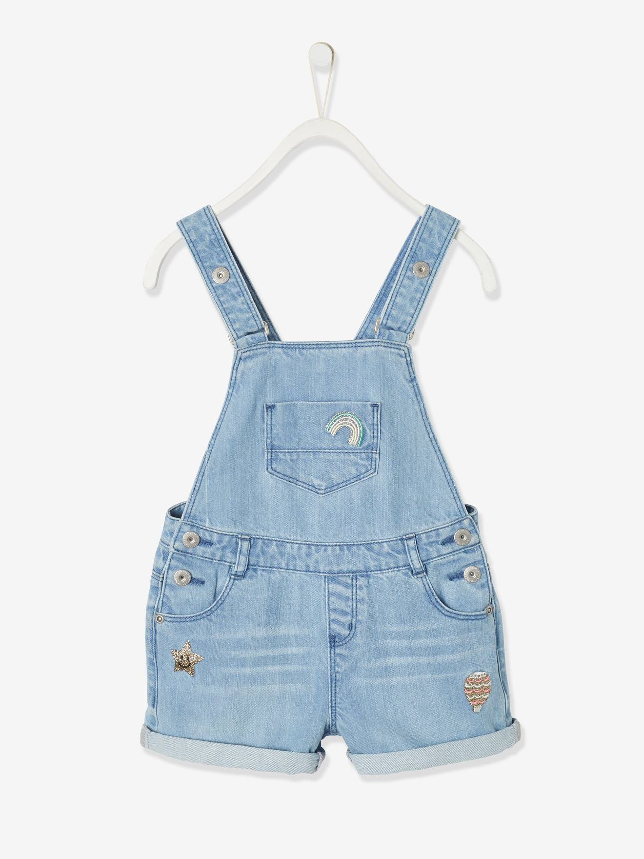 Salopette courte en jean fille double stone