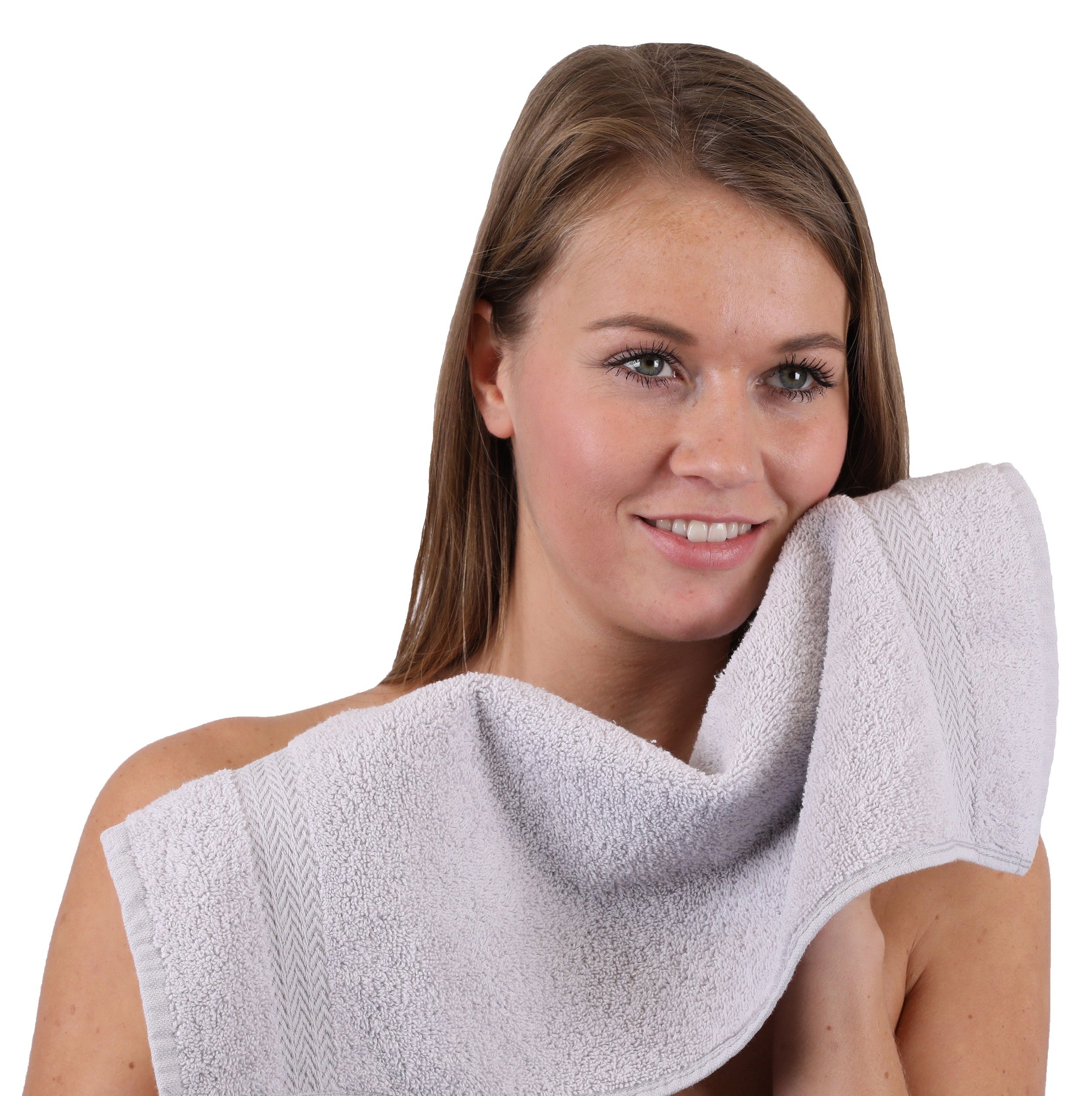 Betz Handtuch Set 10-TLG. Handtuch-Set Premium Farbe Silbergrau & Altrosa, 100% Baumwolle, (10-tlg)