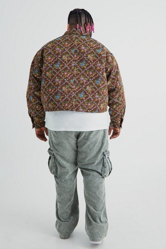 Plus kastige florale Trucker-Jacke