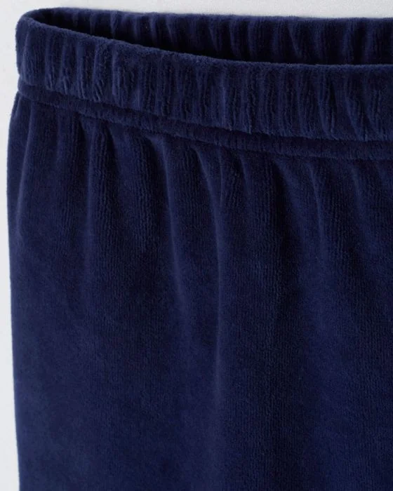 Pyjama col V rayé velours