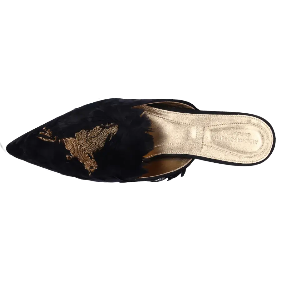 Alberta Ferretti - Pantoletten 51A Federn - schwarz
