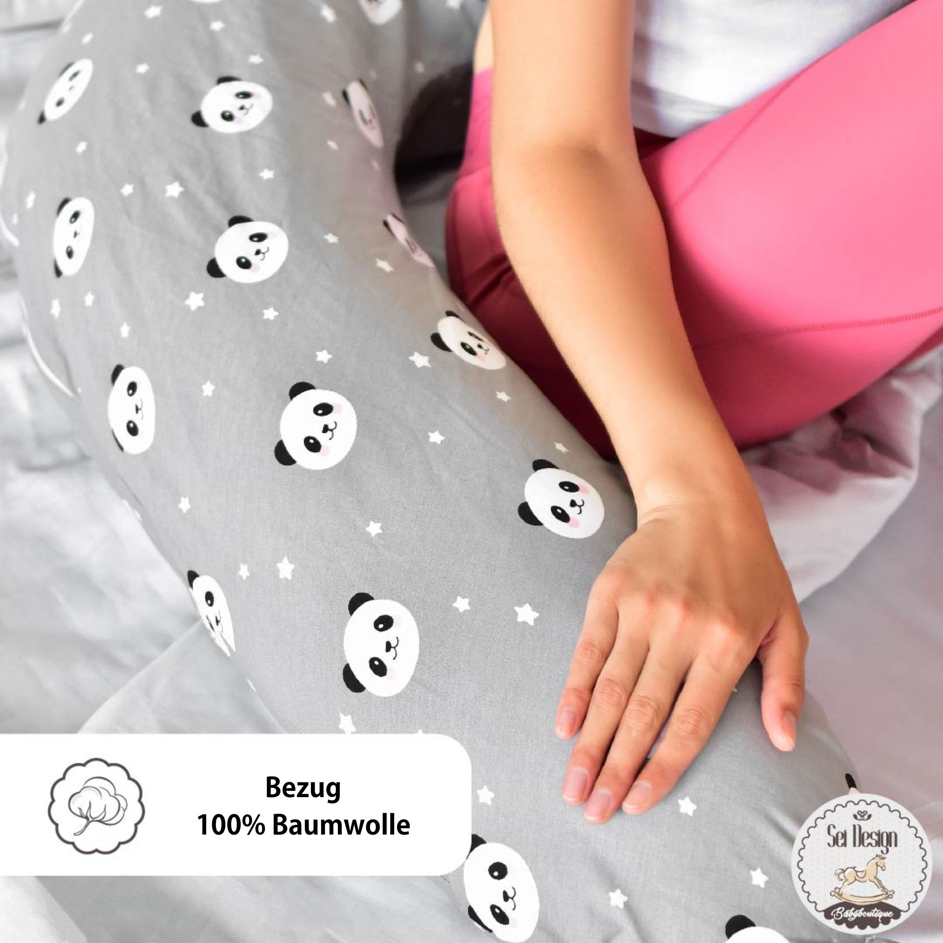 SEI Design Stillkissen Seitenschläferkissen Babynestchen Kuschelnest XXL, Schwangerschaftskissen mit Bezug, Bezug 100% Baumwolle
