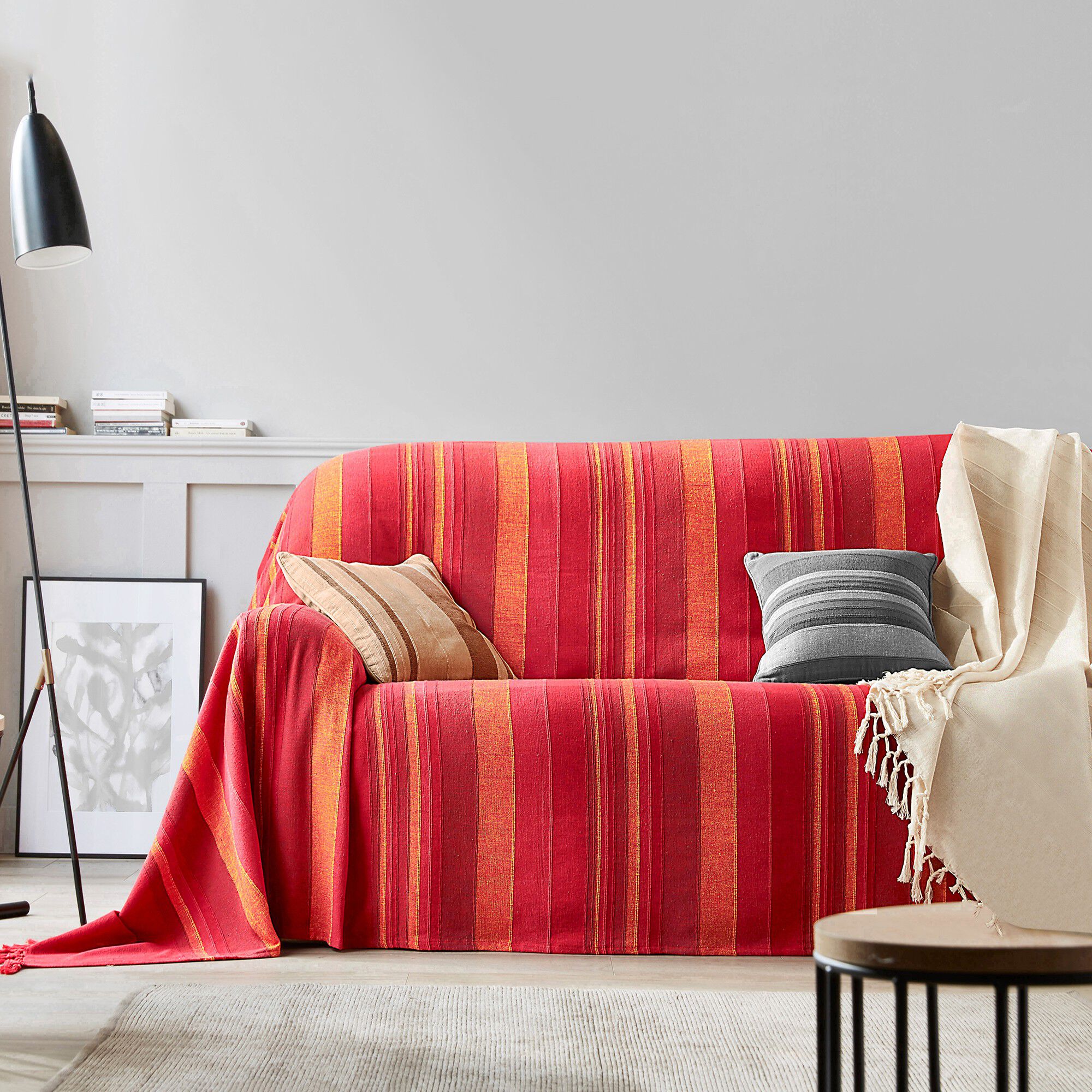 Plaid jeté multicolore coton tissage artisanal
