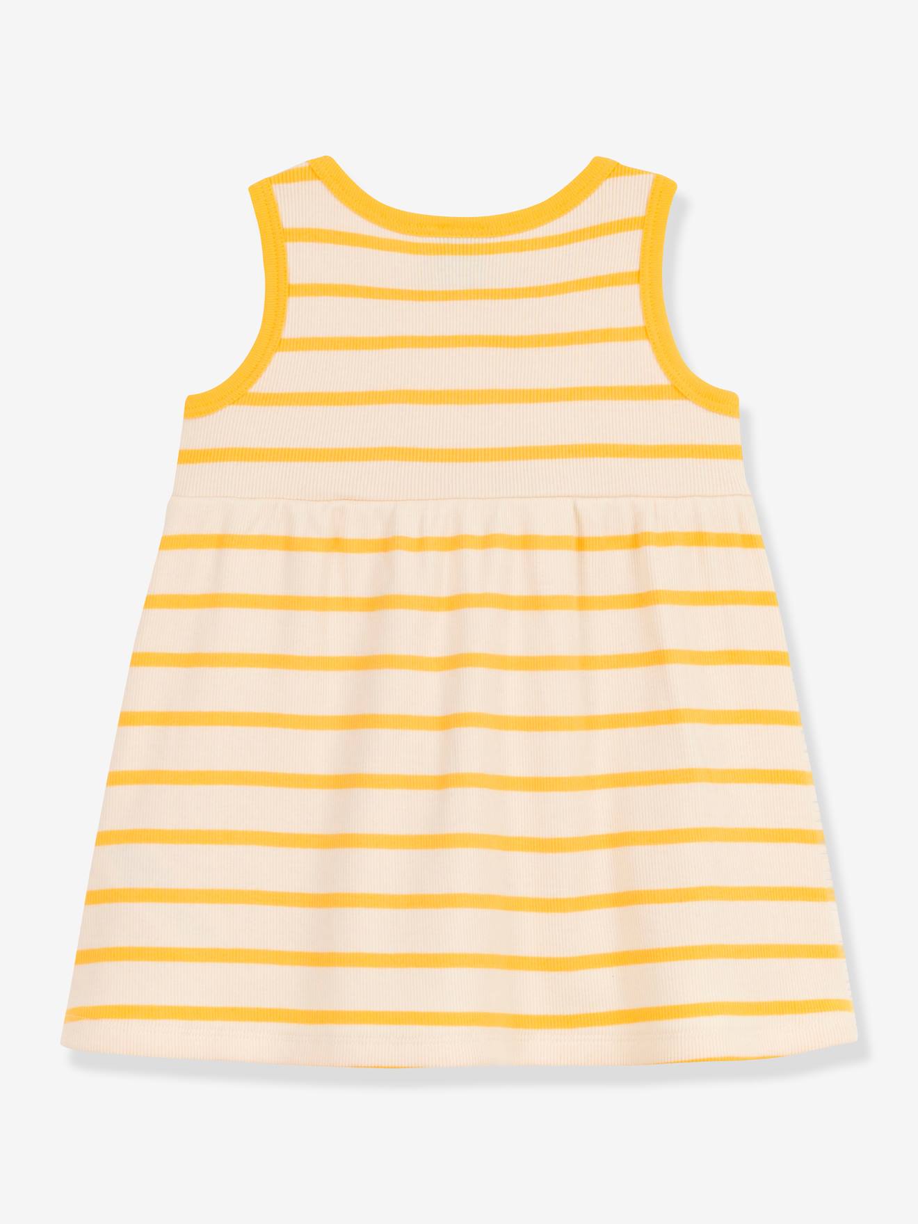 Robe sans manches en coton bio PETIT BATEAU beige