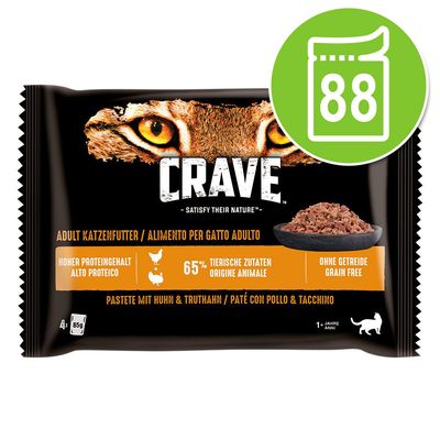 Sparpaket Crave Katze Nassfutter Pouch Multipack 88 x 85 g