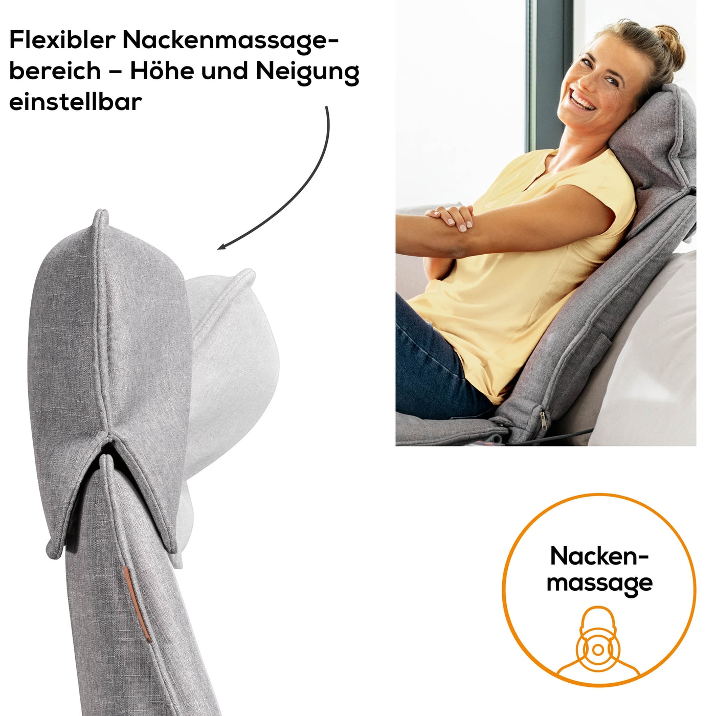 MG 330 Grey Shiatsu-Massagesitzauflage-Stylische Massagesitzauflage mit 3 Massagebereichen