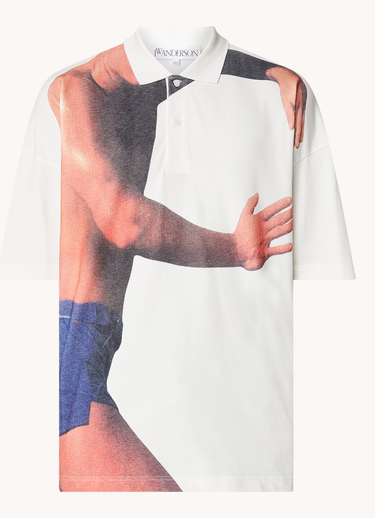 JW Anderson Profile Stud dideli polo marškinėliai su spauda