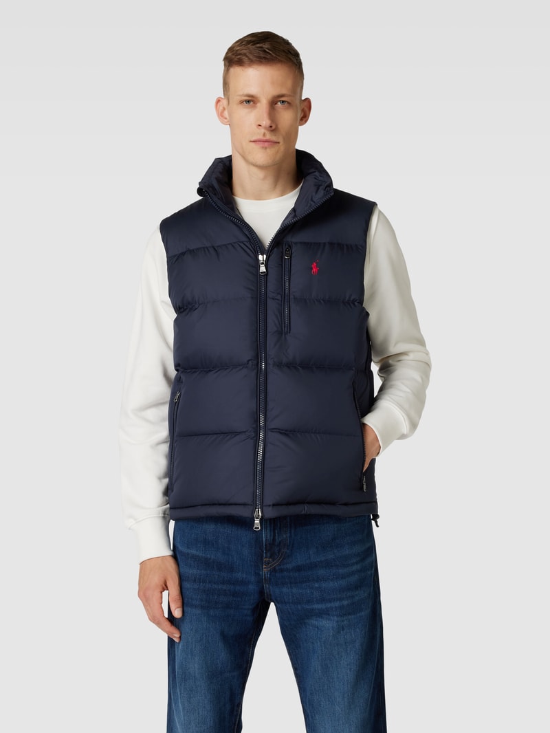 Steppweste mit Label-Stitching Modell 'EL CAP' in dunkelblau