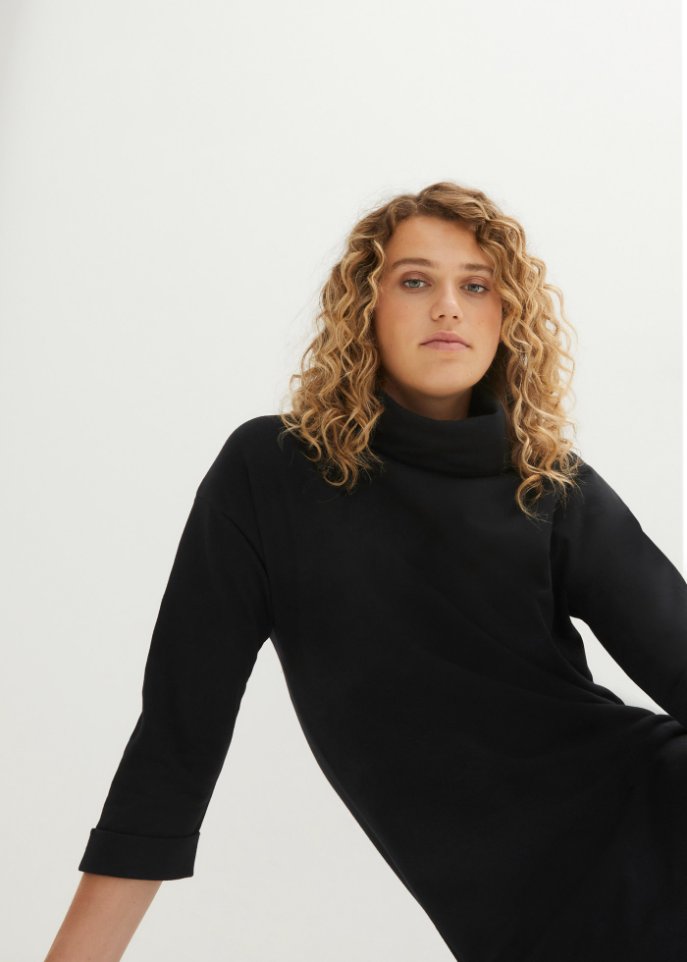 Sweatkleid mit weitem Kragen