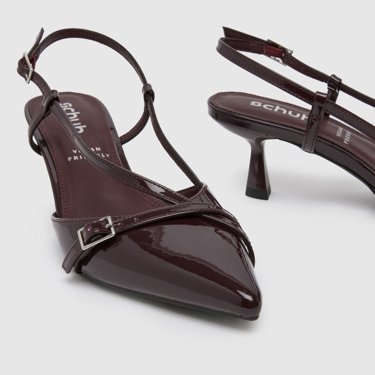 Schuh Sidney bordó színű, slingback magassarkú cipő