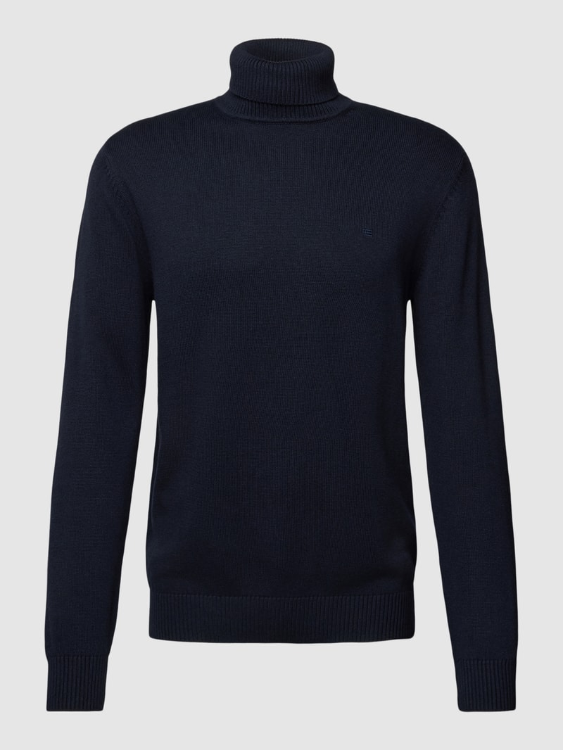 Strickpullover mit Rollkragen in marineblau