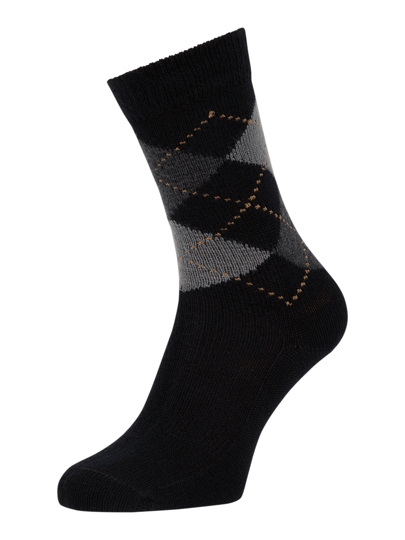 Socken mit Argyle-Muster Modell 'Whitby' in schwarz