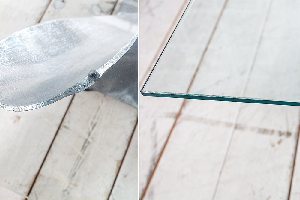 riess-ambiente Couchtisch OCEAN L 85cm silber antik, Wohnzimmer · Glasplatte · eckig · Maritim · Schiffsschraube · Metall