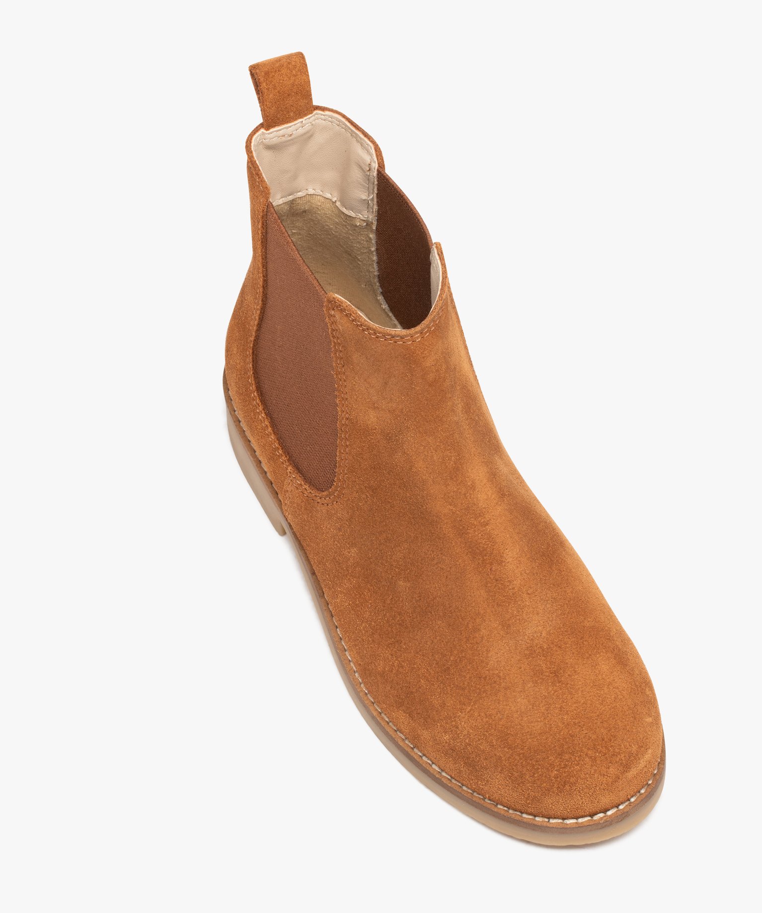 Boots fille unies en suédine style Chelsea camel | GEMO