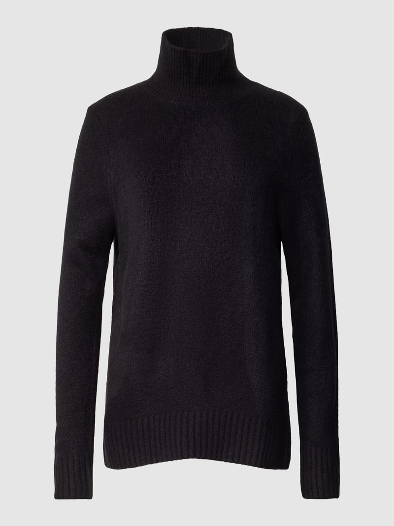 Strickpullover in unifarbenem Design mit Turtleneck in schwarz