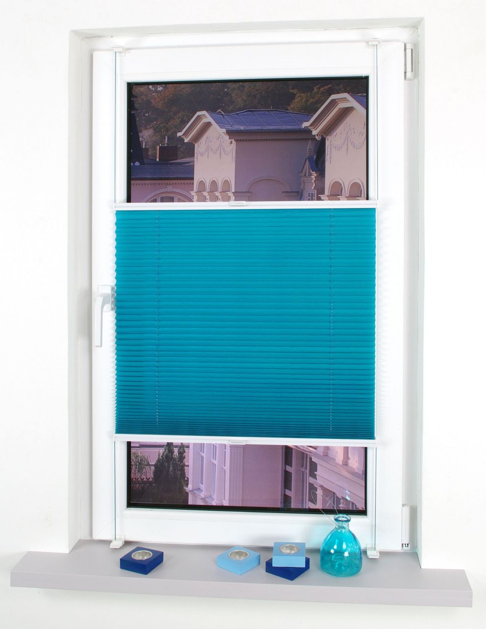 Bella Casa Klemmfix-Plissee verspannt, 150 x 90 cm, Blue Lagoon