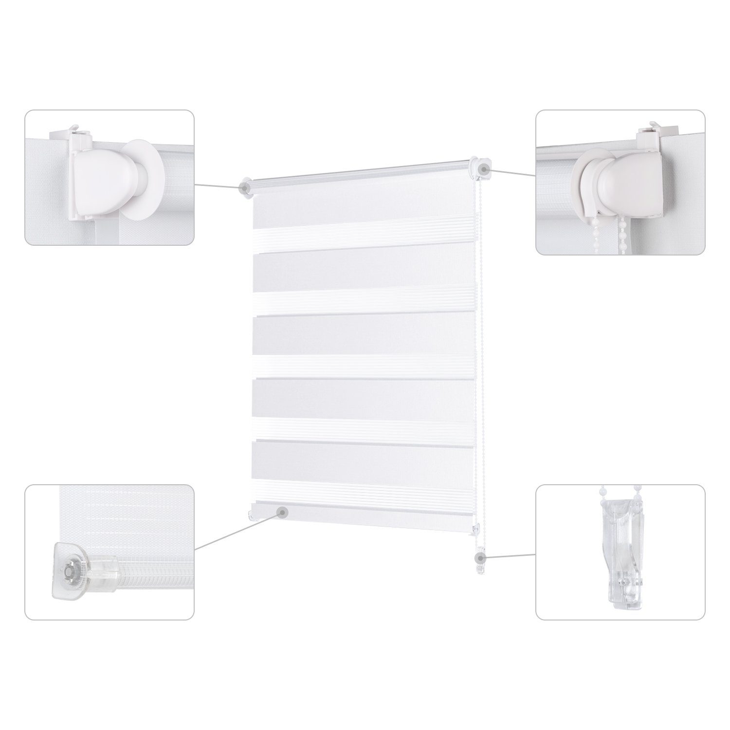 Rollo Doppelrollo Rollos für Fenster ohne Bohren oder mit Bohren, Sekey, Klemmfix