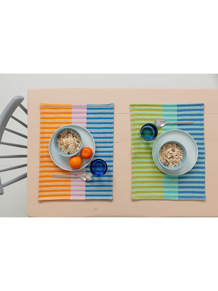 Remember 2er-Set: Tischsets ''Hugo'' in Blau/ Türkis/ Oliv - (L)43,5 x (B)32 cm günstig kaufen onesize