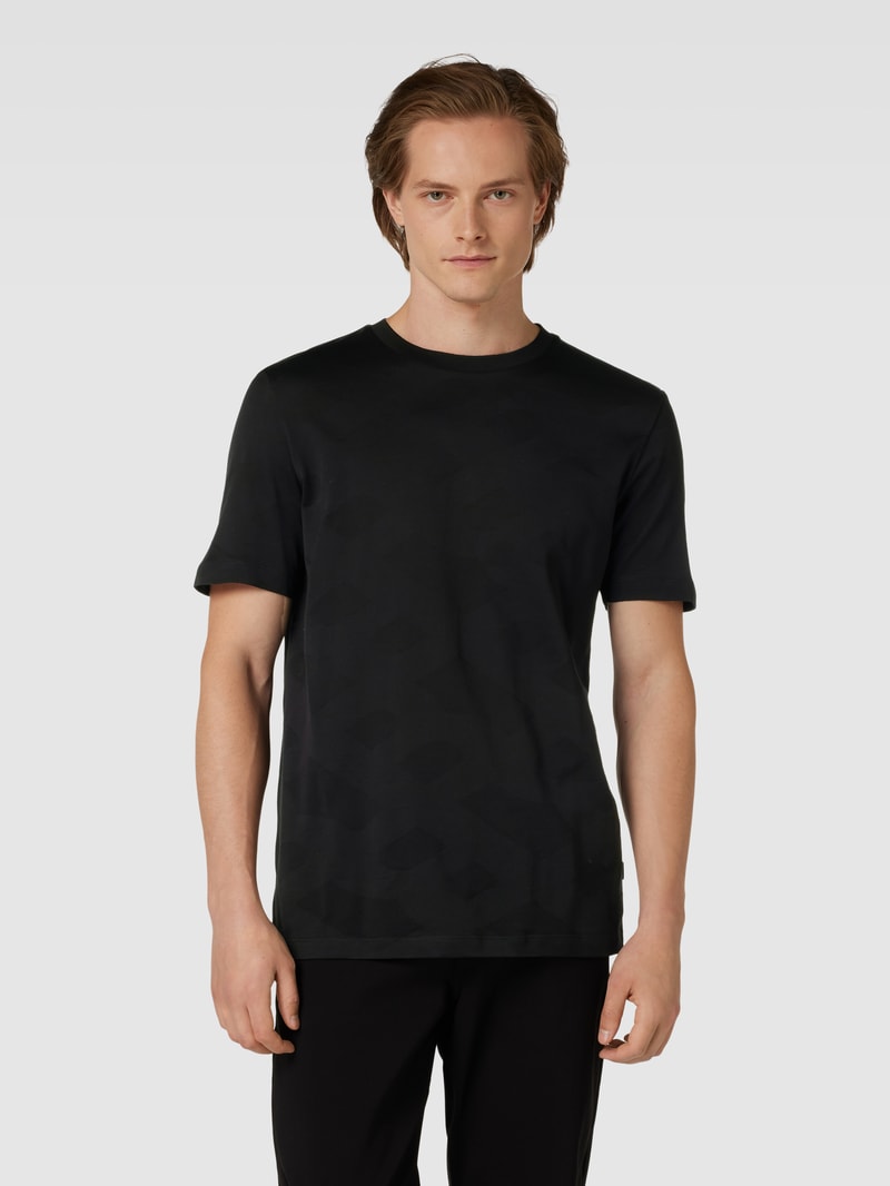 T-Shirt mit Strukturmuster Modell 'Tiburt' in schwarz