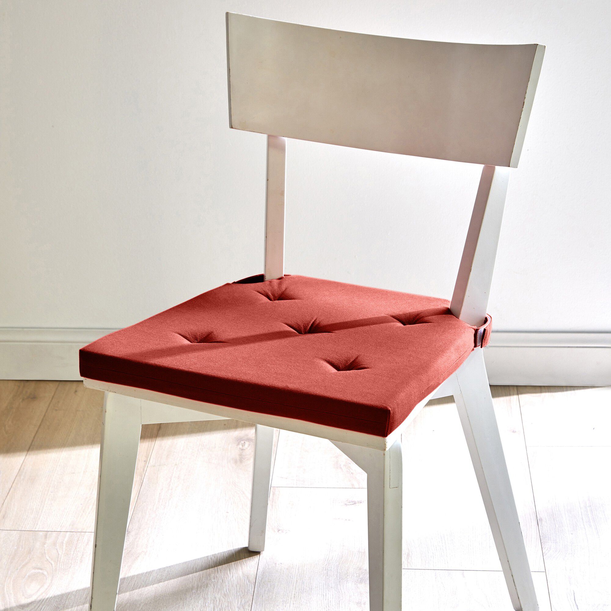 Galette de chaise unie carrée coton