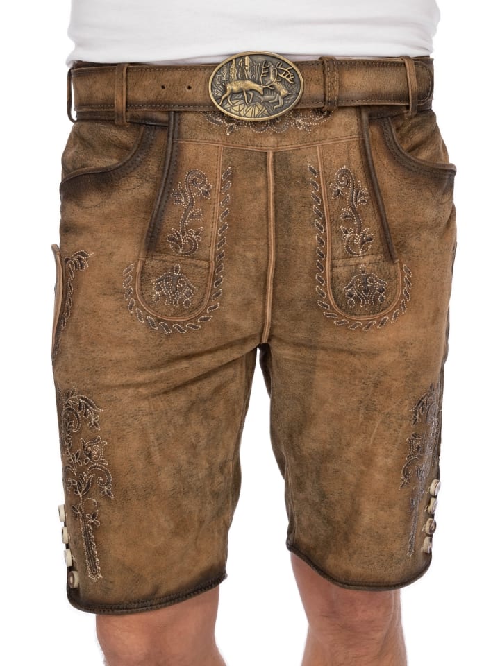 Gwandler Lederhose FLORIAN-gespeckt in tabak günstig kaufen