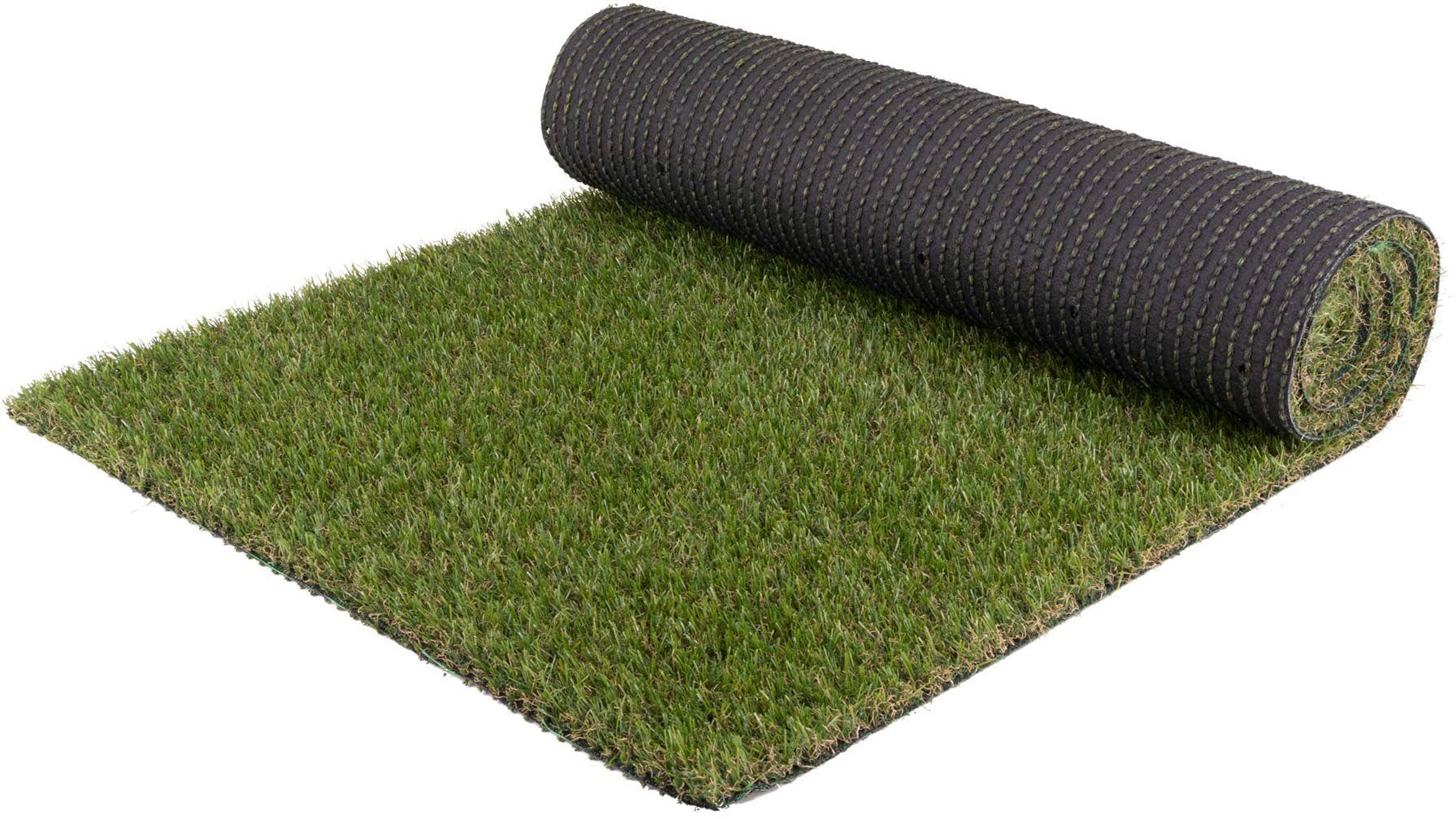 Kunstrasen FRANCIS, Primaflor-Ideen in Textil, rechteckig, Höhe: 22 mm, realistische Optik, mit Drainagefunktion, ideal für Balkon & Terrasse