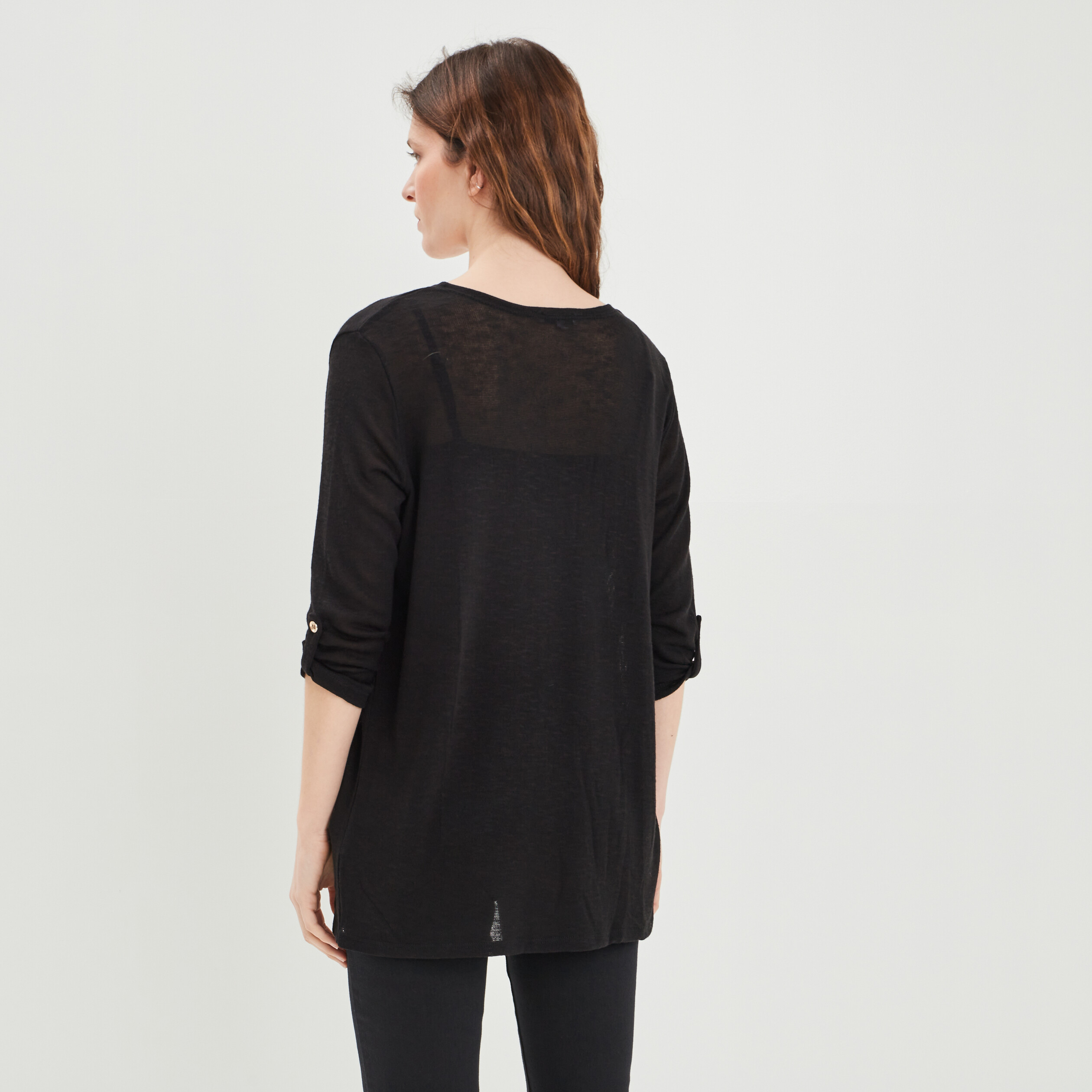 Gilet manches 3 4 noir femme | La Halle