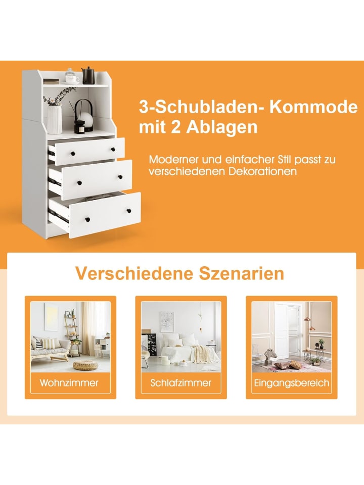 COSTWAY Kommode mit 3 Schubladen in Weiß günstig kaufen onesize