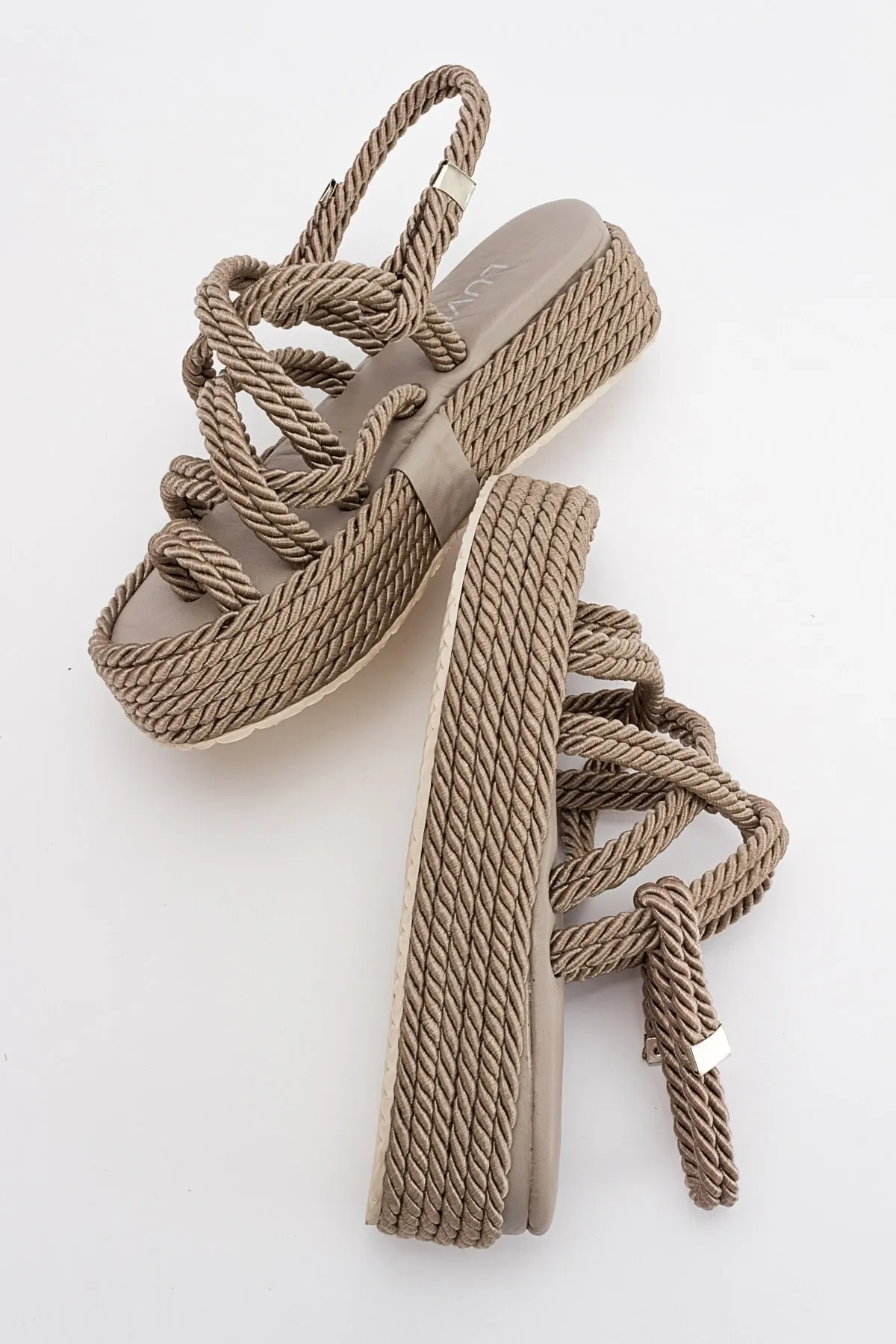 LuviShoes  Juney Dunkelbeige Damensandalen