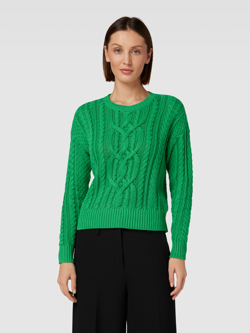 Strickpullover mit Zopfmuster in grün
