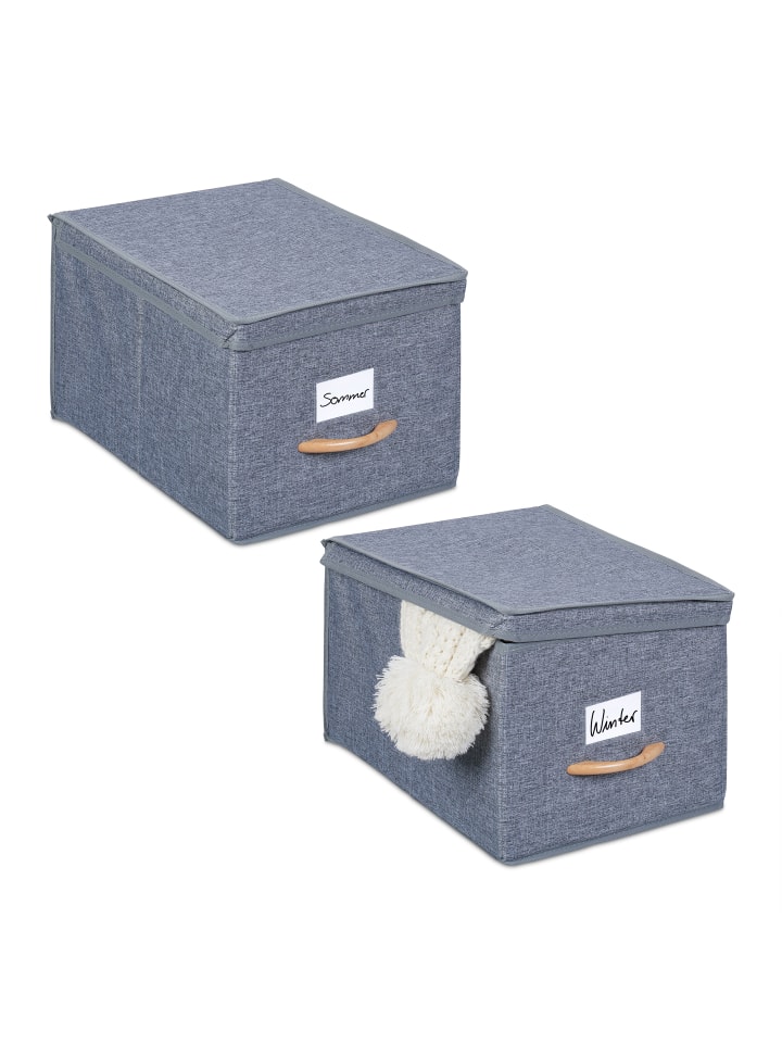 relaxdays 2 x Aufbewahrungsbox in Grau - (B)30 x (H)25 x (T)42,5 cm günstig kaufen onesize