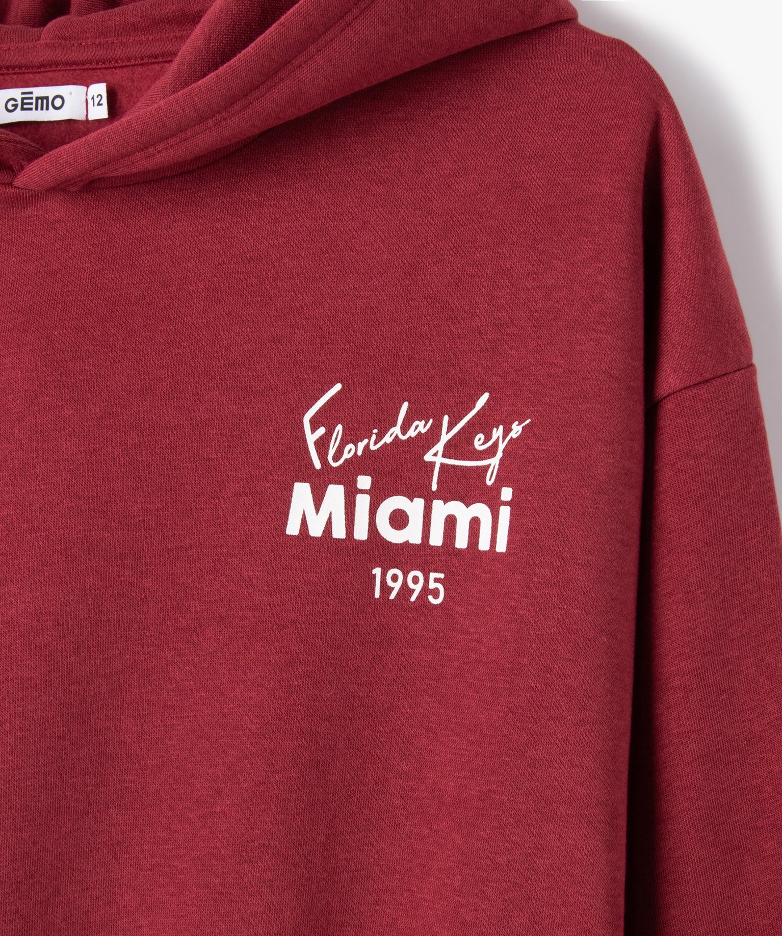 Sweat à capuche court et ample fille rouge fonce | GEMO