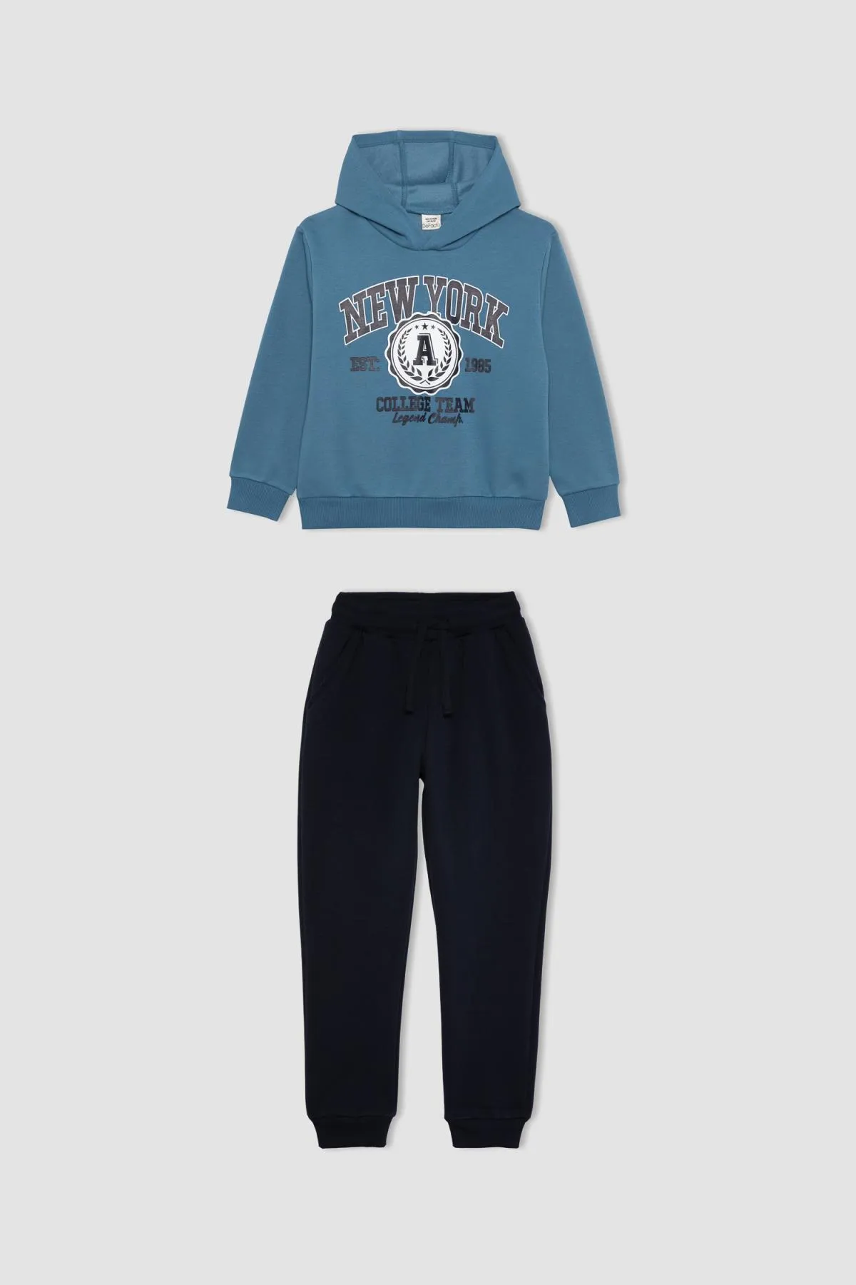 DeFacto  Bedrucktes Kapuzen-Sweatshirt-Jogginghose-Set für Jungen, 2-teilig