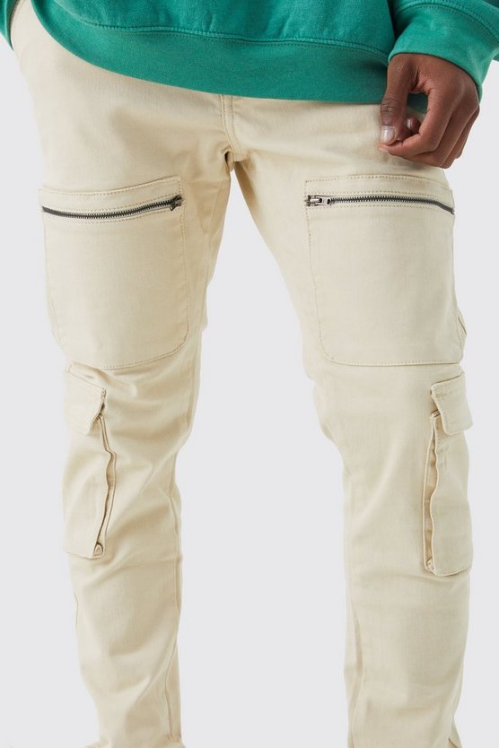 Skinny Cargo-Hose mit Reißverschluss