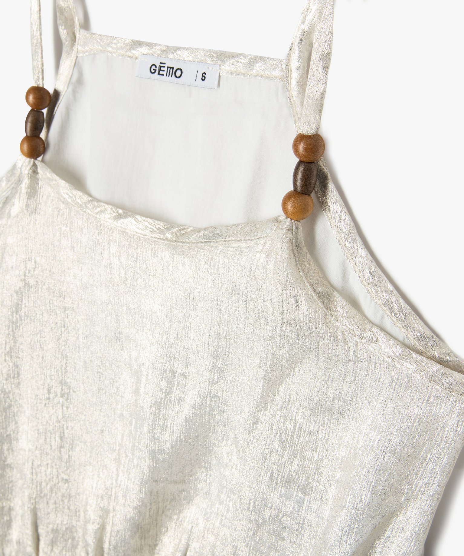 Débardeur pailleté avec bas smocké fille or | GEMO