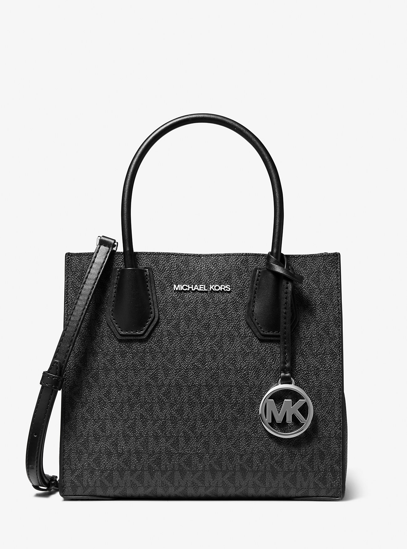 Mercer Medium Logo and Leather Accordion Crossbody Bag - BLACK